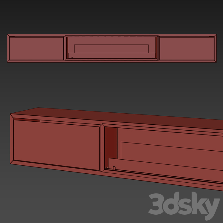 TV cabinet with built-in bio fireplace 3DS Max - thumbnail 2