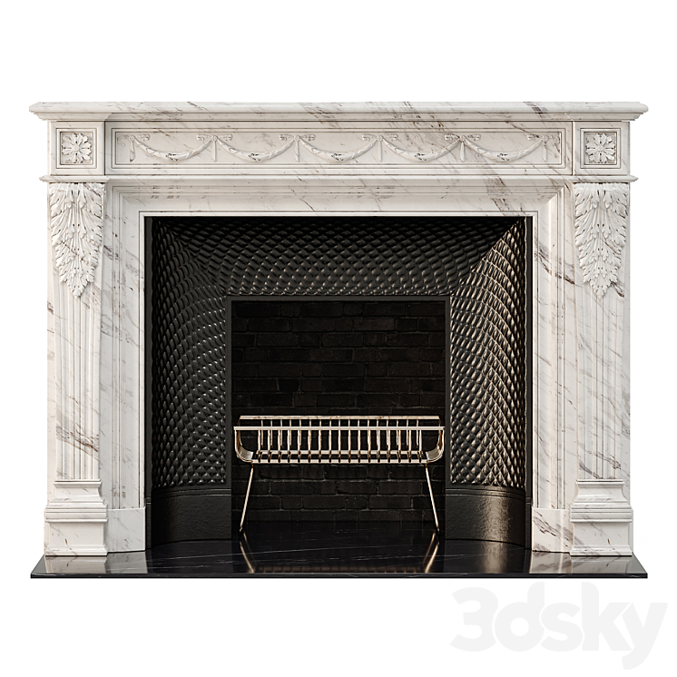 Marble french fireplace mantel 3DS Max Model - thumbnail 1