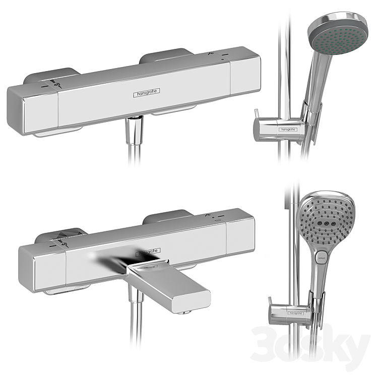 HANSGROHE Set 4 | Ecostat | Raindance | Novus Loop | with adjustable watering can 3D Model