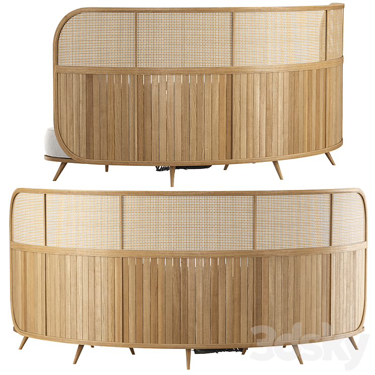 Garden round sofa R157 High back / Semicircular sofa in rattan 3D Model