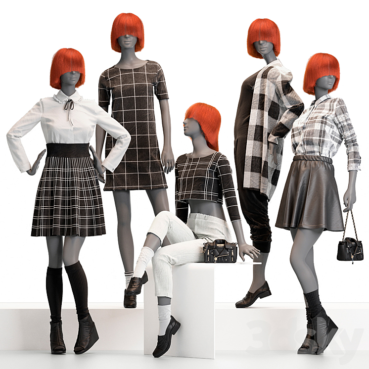 Female mannequins with clothes 3DS Max - thumbnail 1