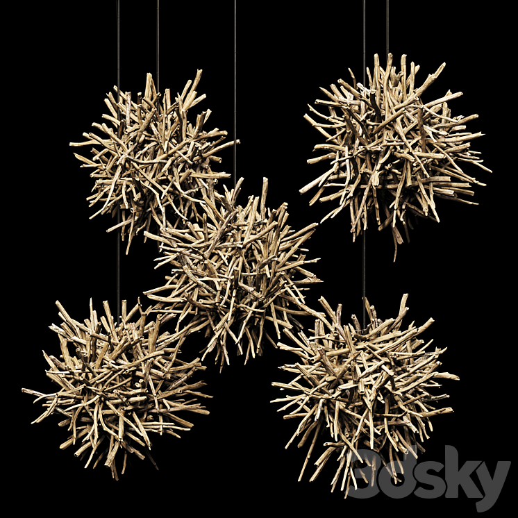 Lamp Sang wood decor n1 \/ Chandelier made of driftwood branches 3DS Max Model - thumbnail 1