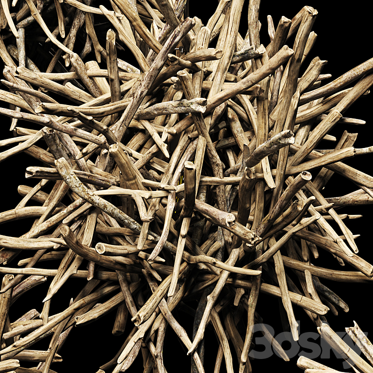 Lamp Sang wood decor n1 \/ Chandelier made of driftwood branches 3DS Max Model - thumbnail 2