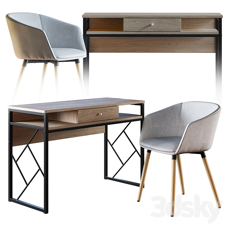 Halmar K266 & Signal Tablo B - Table + Chair - 3D model