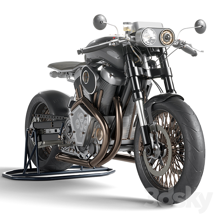 Custom motorcycle 3DS Max Model - thumbnail 1