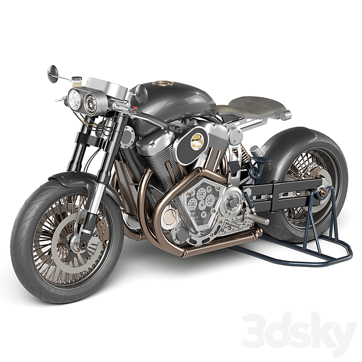 Custom motorcycle 3DS Max Model - thumbnail 2