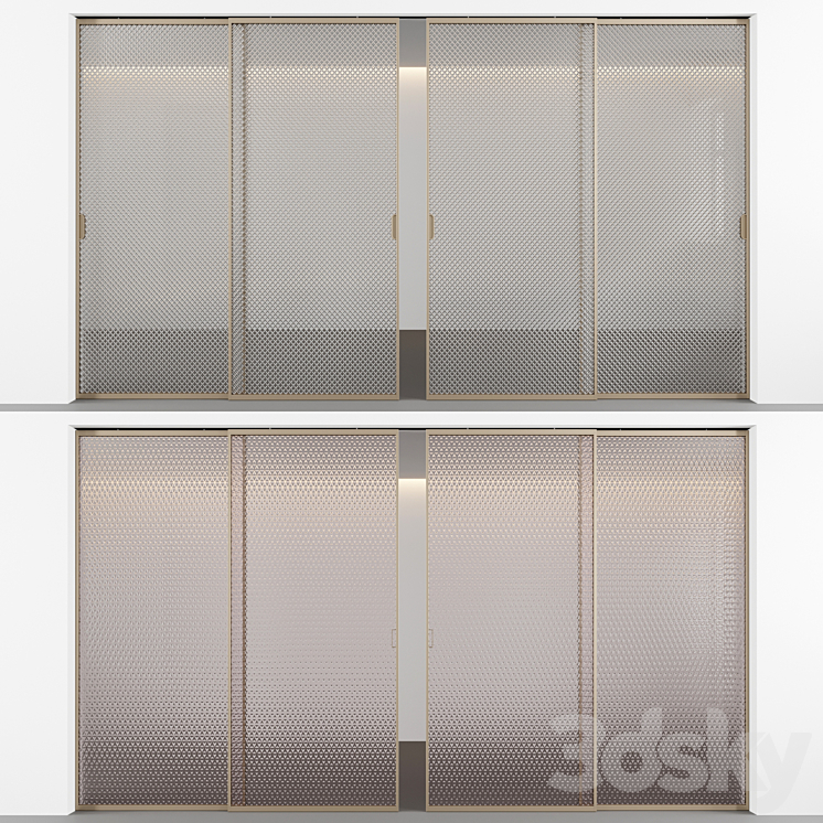 Sliding doors with embossed glass No. 3 3D Model