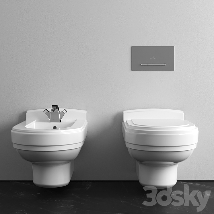 Villeroy & Boch Strada wall-mounted toilet & bidet 3DS Max - thumbnail 2