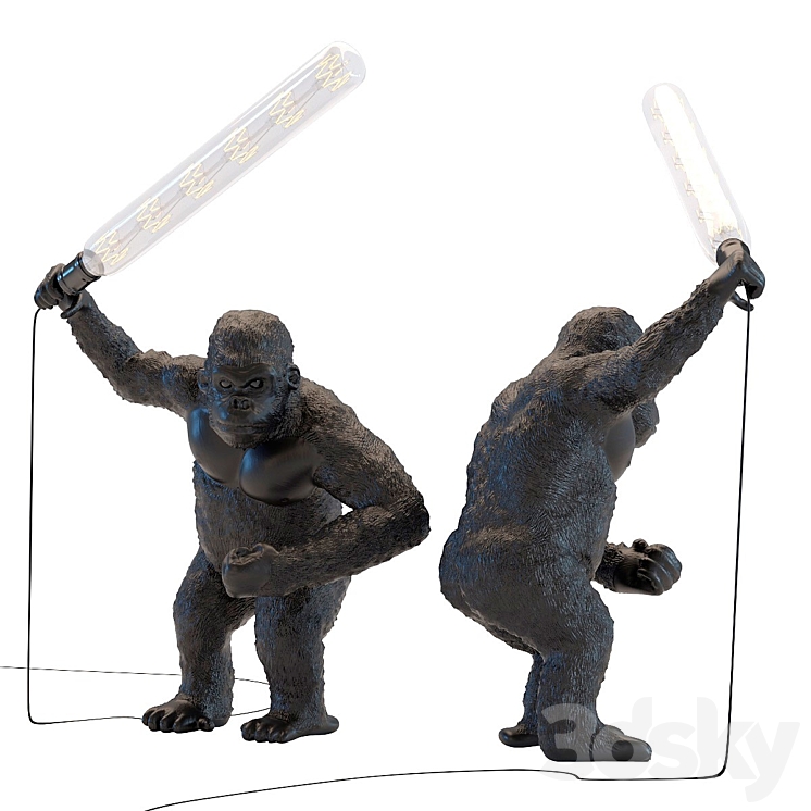 Table Lamp Animal Fighting Kong Mat Black 3DS Max - thumbnail 1