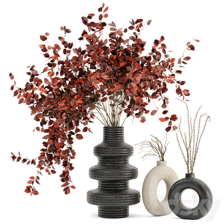 Indoor Dry Plants in rusty Concrete Pots – Set 80 3DS Max - thumbnail 1