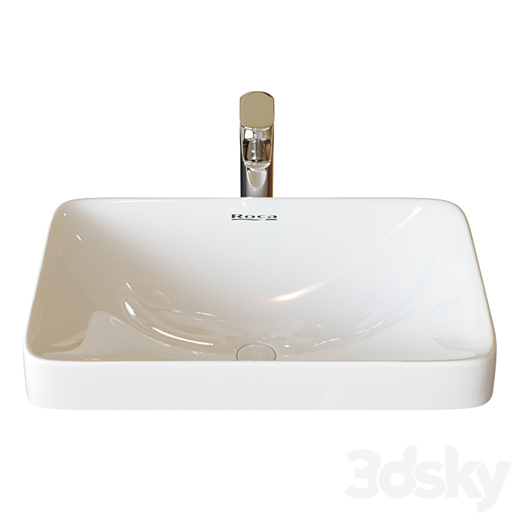 Washbasin Roca Inspira WB Square 37×55 cm surface mounted 327534000 3DS Max Model - thumbnail 1