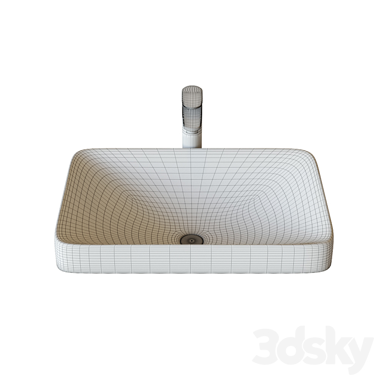 Washbasin Roca Inspira WB Square 37×55 cm surface mounted 327534000 3DS Max Model - thumbnail 2