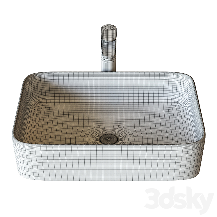 Washbasin Roca Inspira Square 37×50 cm surface mounted 327530000 3DS Max - thumbnail 2