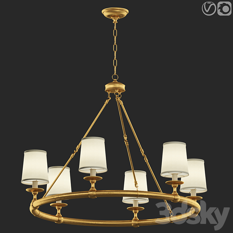 Devon round chandelier 6 light 3DS Max Model - thumbnail 2