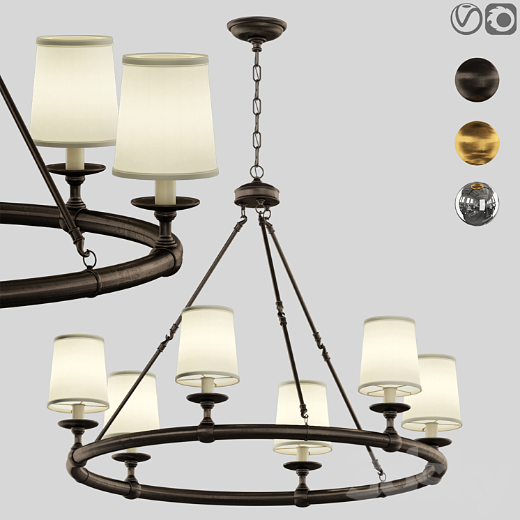 Devon round chandelier 6 light 3DS Max Model - thumbnail 1