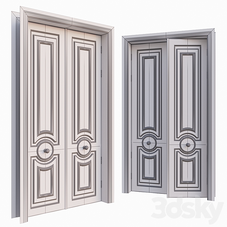 AVE Classic Gray Door With Rounded Ornament 3D Model