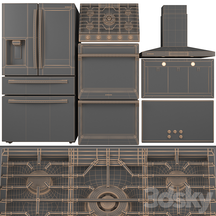 Samsung Kitchen Appliance Set 3D Model