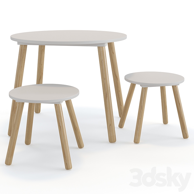 Jimi children's table and stool 3DS Max - thumbnail 1