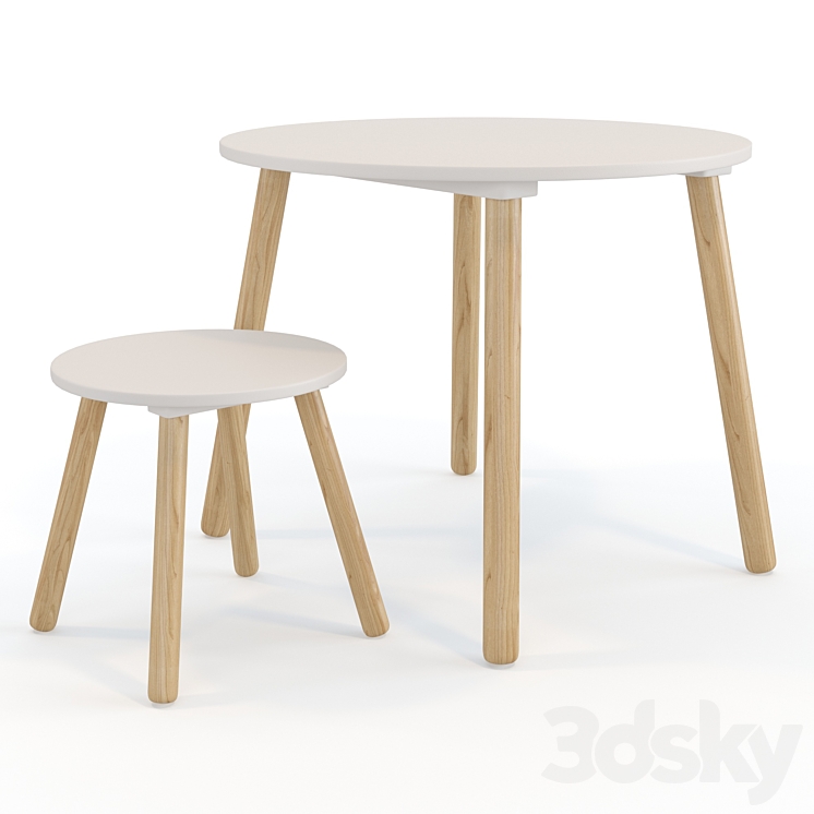 Jimi children's table and stool 3DS Max - thumbnail 2