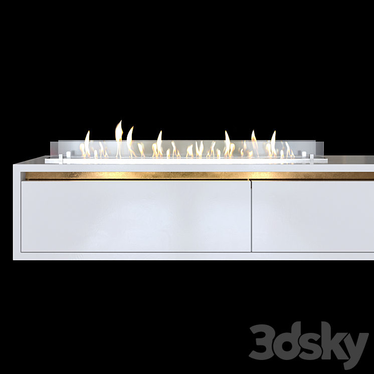 Wall-mounted TV stand with built-in bio fireplace 3DS Max - thumbnail 2