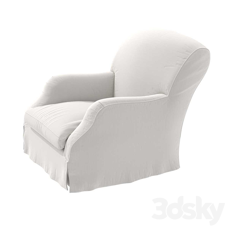 Custom made slipcovered chair 3DS Max - thumbnail 2