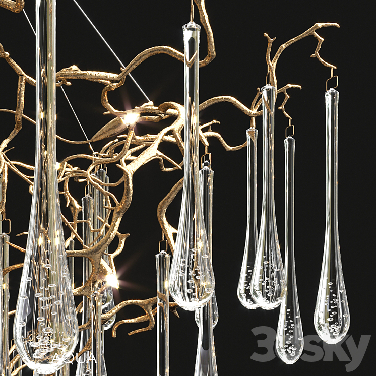 Serip Aqua 19 Lamp Funnel Bespoke Chandelier 3D Model
