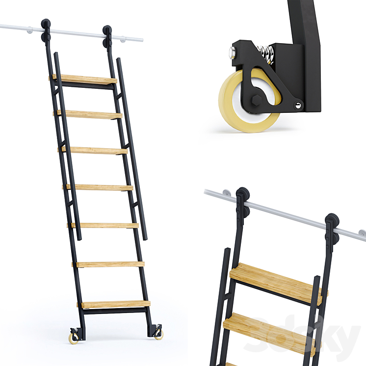Animated sliding ladder MWE Industrieleiter 3DS Max - thumbnail 1