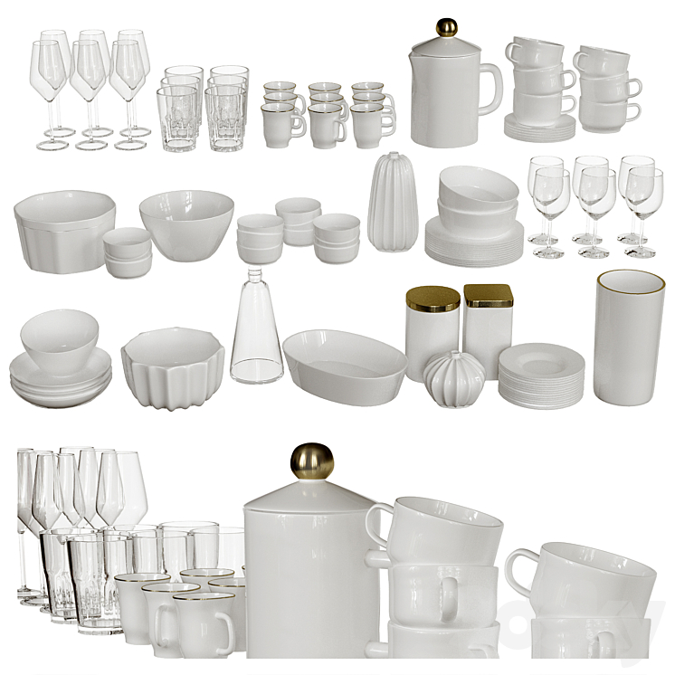 Set of dishes 3DS Max - thumbnail 2