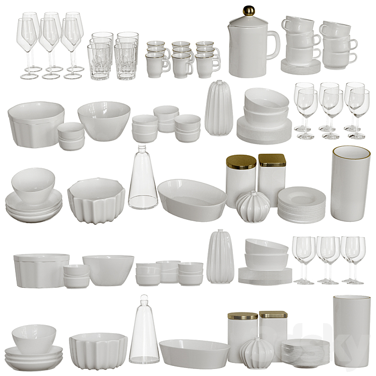 Set of dishes 3DS Max - thumbnail 1