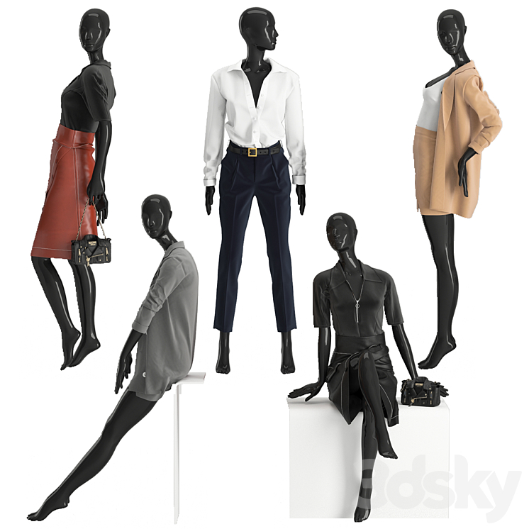 Business suits for women 3DS Max Model - thumbnail 1