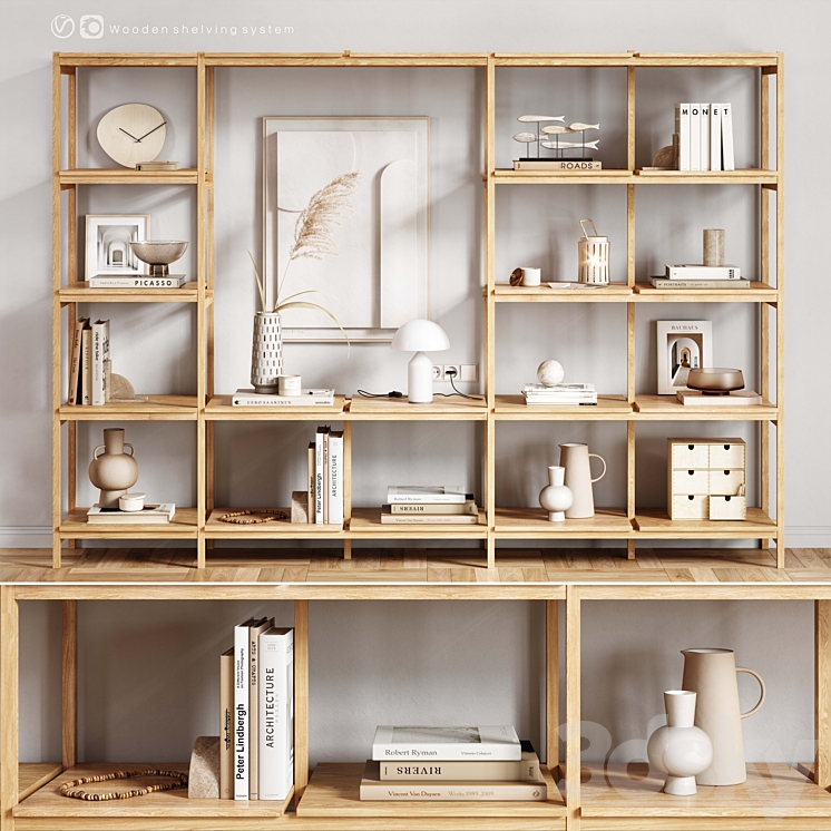 Wooden_Shelving_and_decor 3DS Max - thumbnail 1