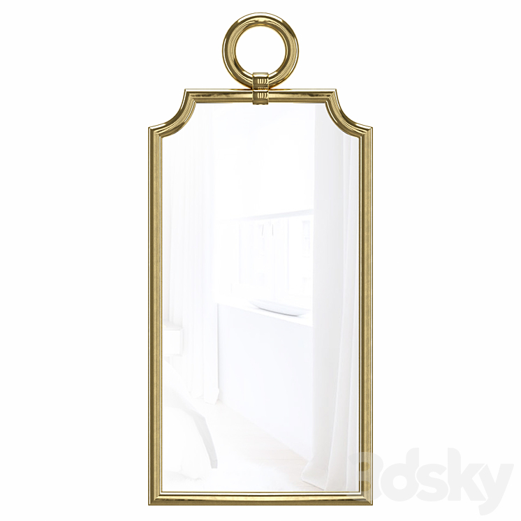 Designer stylish mirror in the frame Piedmont Gold 3DS Max - thumbnail 1