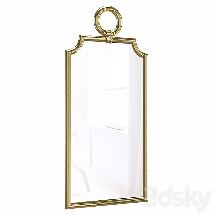 Designer stylish mirror in the frame Piedmont Gold 3DS Max - thumbnail 2