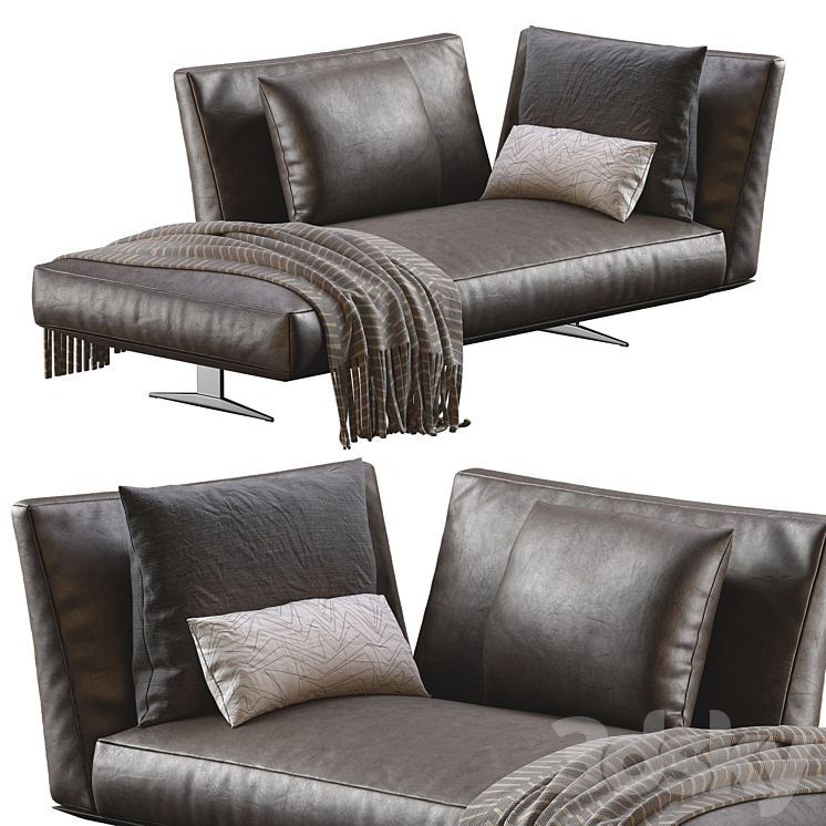 Chaise Lounge Evergreen Leather By Flexform 3DS Max - thumbnail 1