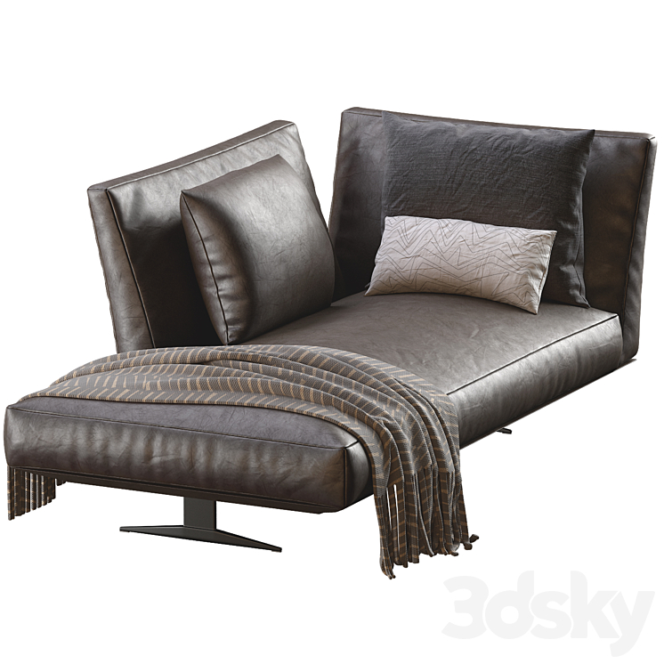 Chaise Lounge Evergreen Leather By Flexform 3DS Max - thumbnail 2