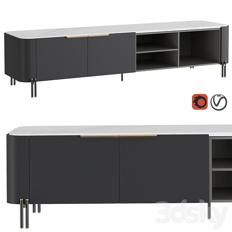 TV stand BAMBOO 3DS Max Model - thumbnail 1