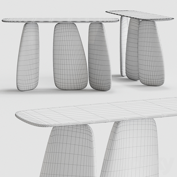 Console Table Brabbu Ardara Gold Leaf 3D Model