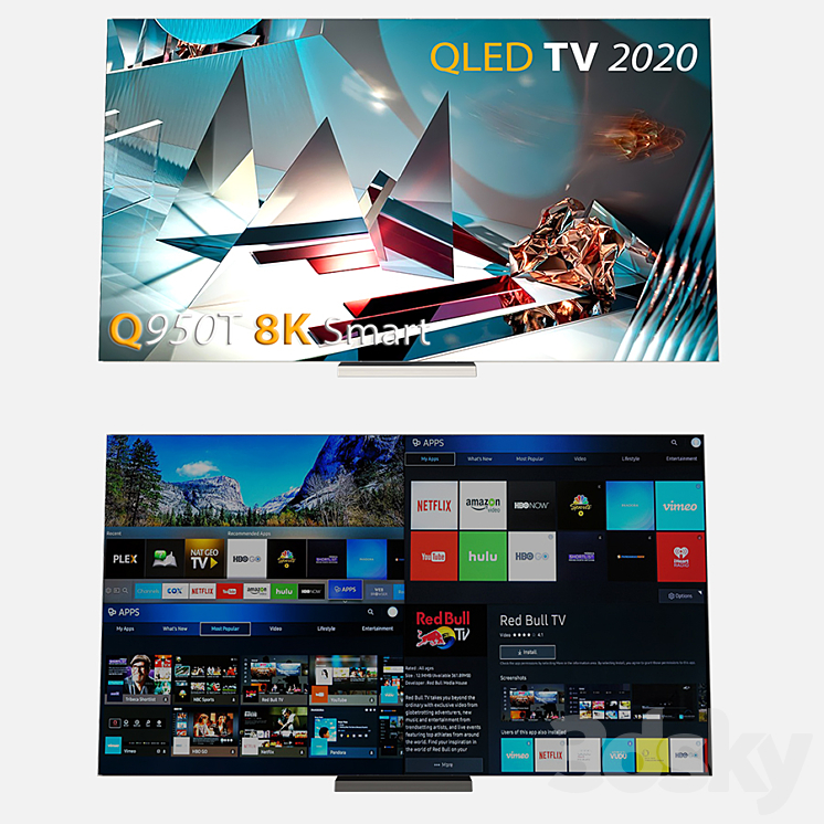 Samsung 85 Q950T 8K Smart QLED TV 2020 \/ Samsung TV system 3D Model Free