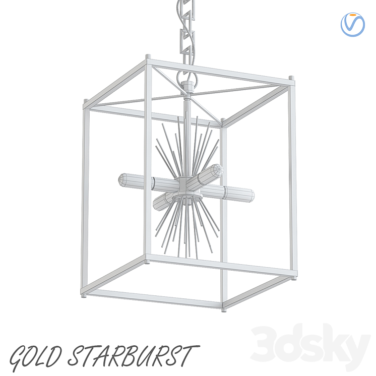 Gold starburst chandelier Pendant light 3D model