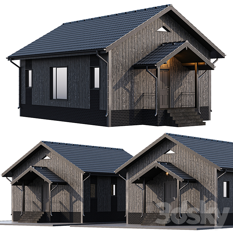 One-story wooden house 3D Model