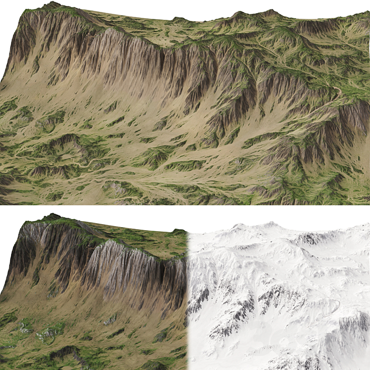 Mountains Terrain – 3 textures 3D Model