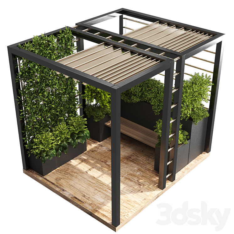 Landscape Furniture with Pergola and Roof garden 01 3DS Max - thumbnail 2