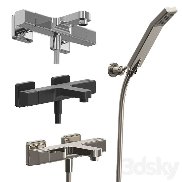 Thermostatic bath faucet with shower set Cisal Cubic 3D Model