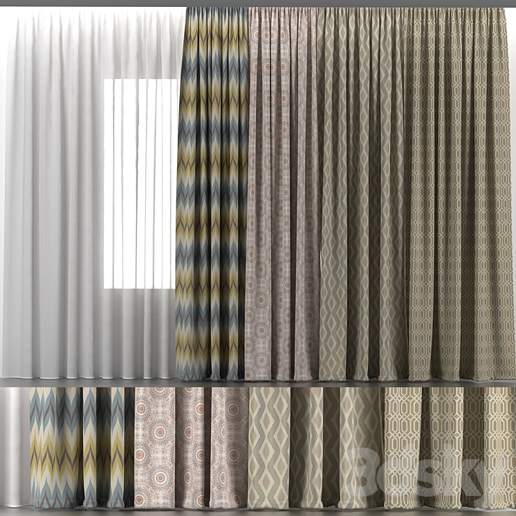 Curtains and tulle 5 3DS Max - thumbnail 1