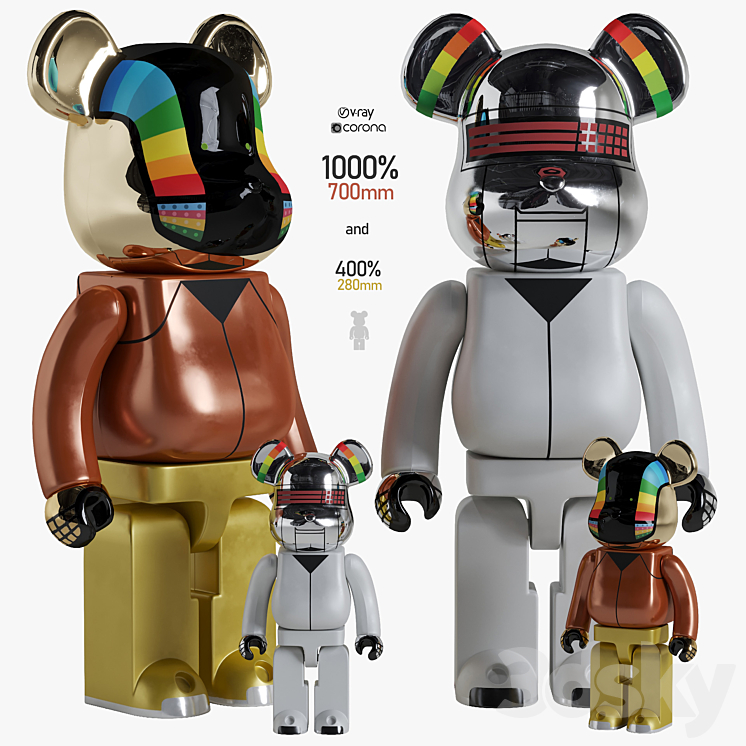 Bearbrick \/ Daft Punk Discovery 3DS Max - thumbnail 1