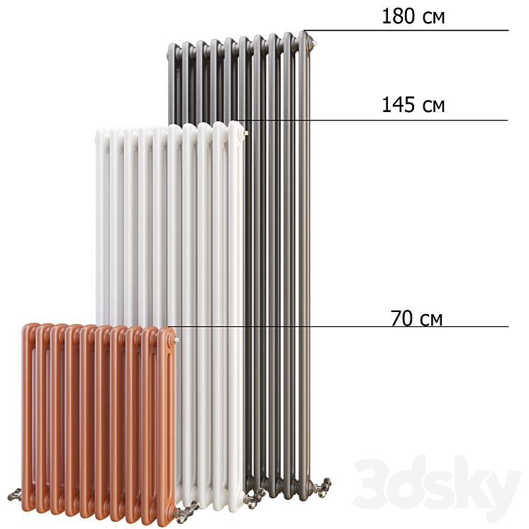 Wall mounted heating radiator 3D Model