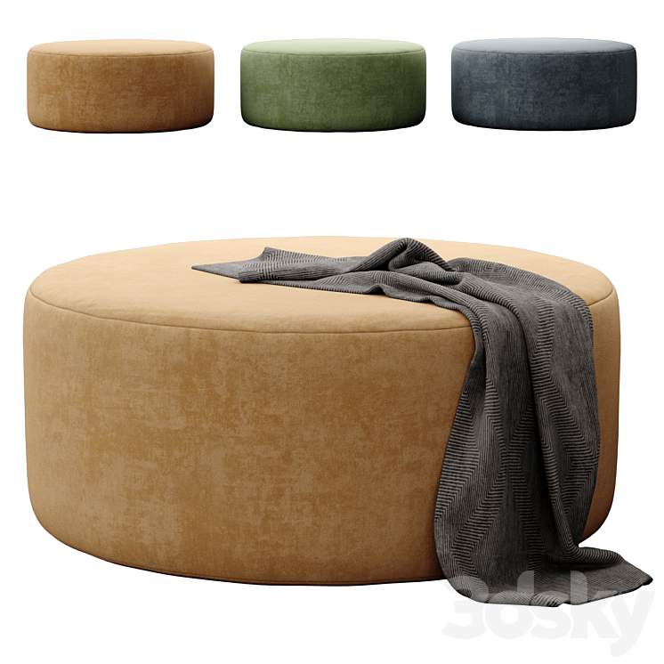 Round Ottoman By Howard Elliott Collection 3DS Max - thumbnail 1
