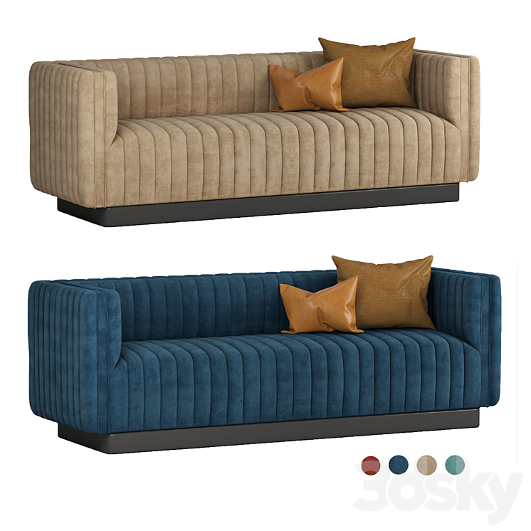 Conjure Tufted Velvet Sofa in Emerald 3DS Max - thumbnail 2