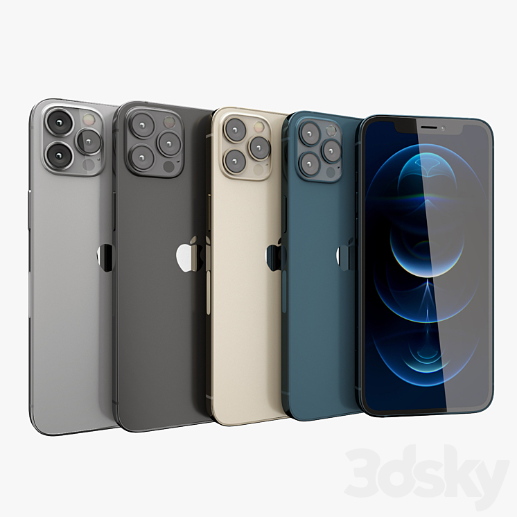 IPhone 12 Pro Max all color Phones 3D model