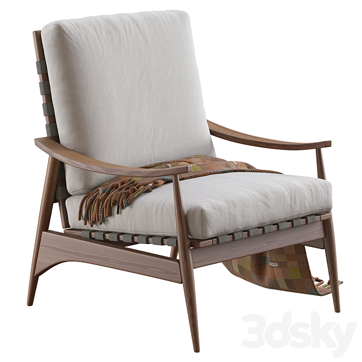 Mid Century Outdoor Show Wood Lounge Chair 3DS Max - thumbnail 1
